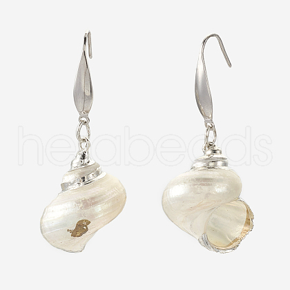 Electroplate Shell Beads Dangle Earrings EJEW-JE02896-01-1