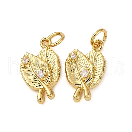 Brass Micro Pave Clear Cubic Zirconia Pendants KK-P308-81G-1