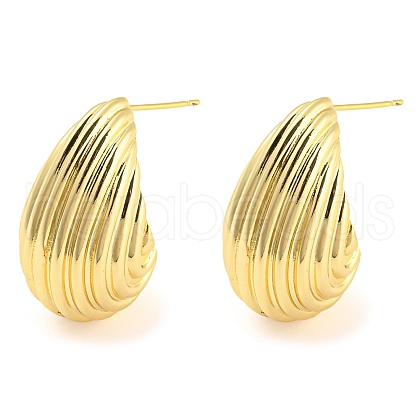 Rack Plating Brass Shell Shape Stud Earrings EJEW-K245-30G-1
