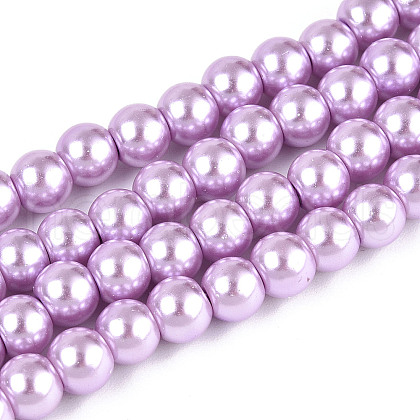 Baking Painted Pearlized Glass Pearl Round Bead Strands HY-Q003-6mm-81-1