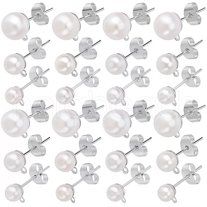 SOFPLATE 120Pcs 3 Size 304 Stainless Steel Stud Earring Findings STAS-SP0001-51P-1