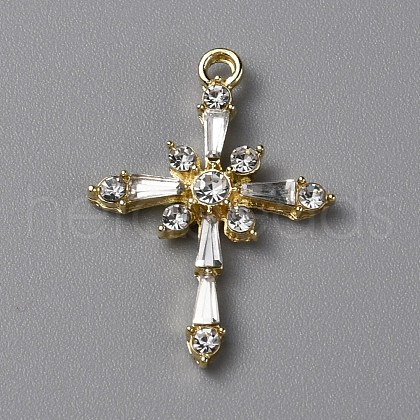 Brass Clear Cubic Zirconia Pendants FIND-WH0129-45LG-1
