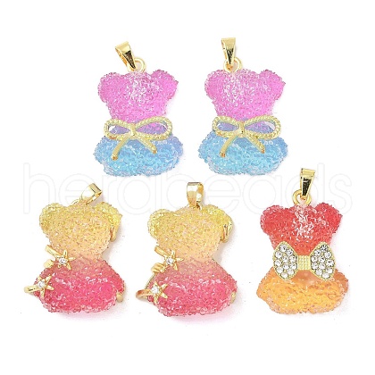 5Pcs 5 Styles Resin Pendants RESI-XCP0002-28-1
