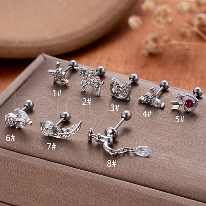 Star Brass Micro Pave Clear Cubic Zirconia Cartilage Earrings FS-WG6E9F9-01-1