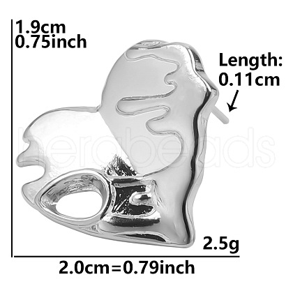 Non-Tarnish 304 Stainless Steel Vintage Heart Shaped Stud Earrings for Women DU8924-1-1