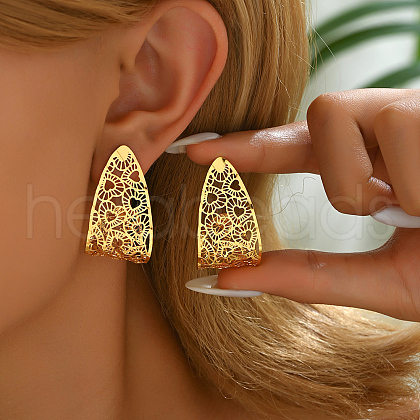 Alloy Hollow Heart Stud Earrings JT6434-1