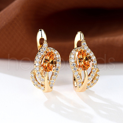 Brass Micro Pave Cubic Zirconia Hoop Earrings WG4C638-04-1