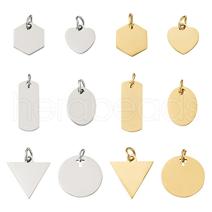Crafans 12Pcs 12 Style 201 Stainless Steel Charms & Pendants STAS-CF0001-01-1