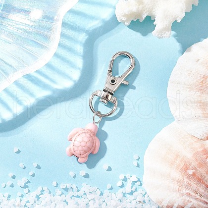 50Pcs Pink Turtle Dyed Synthetic Turquoise Pendant Decorations HJEW-JM03226-1