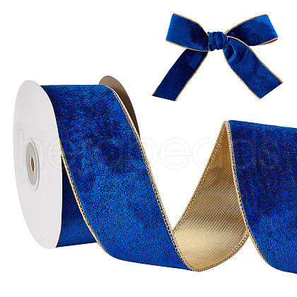 Polyester Velvet Wired Ribbon SRIB-WH0072-04C-1