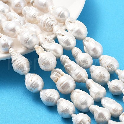 Natural Nucleated Pear Beads Strands PEAR-B004-15H-01A-1