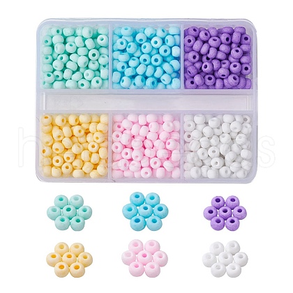 660Pcs 6 Colors Handmade Frosted Porcelain Beads PORC-YW0001-01-1