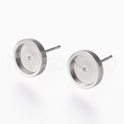 304 Stainless Steel Stud Earring Settings STAS-L195-02B-1