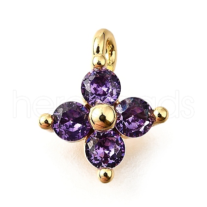 Brass Micro Pave Cubic Zirconia Pendants KK-D356-07G-G-1