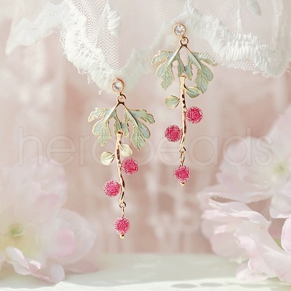 Sweet Style Alloy Rhinestone Flower Dangle Stud Earrings FS-WGC6399-07-1