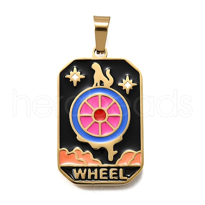 Tarot 304 Stainless Steel Enamel Pendants STAS-M119-09I-G-1