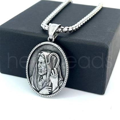 Greek Mythology Stainless Steel Religion Saint Pendant Necklaces CA5018-1