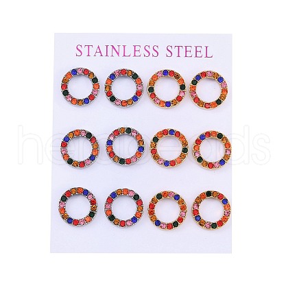 PVD Vacuum Plating 304 Stainless Steel Stud Earrings EJEW-C099-09-03-1