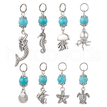 8Pcs Sea Animal Theme Tibetan Style Alloy Charms PALLOY-JF03505-1