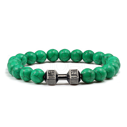 Blue turquoise alloy dumbbell jewelry bracelet for men's high-end and versatile accessories GK5142-27-1
