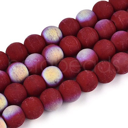 Frosted Opaque Glass Beads Strands GLAA-T032-P6mm-MBB05-1