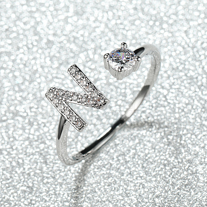 Brass Micro Pave Cubic Zirconia Cuff Rings for Women FS-WGA4C54-40-1