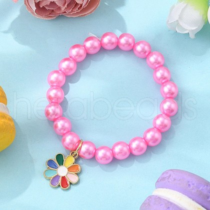ABS Plastic Imitation Pearl Beads Stretch Bracelets BJEW-JB11585-03-1