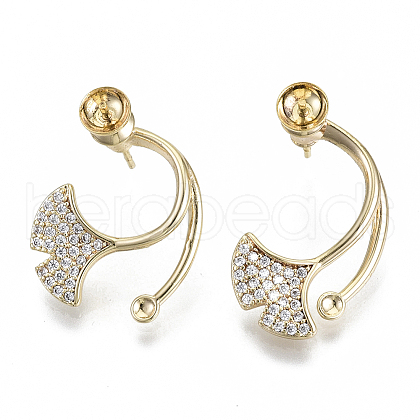 Brass Micro Pave Cubic Zirconia Stud Earring Settings KK-N232-38B-NF-1