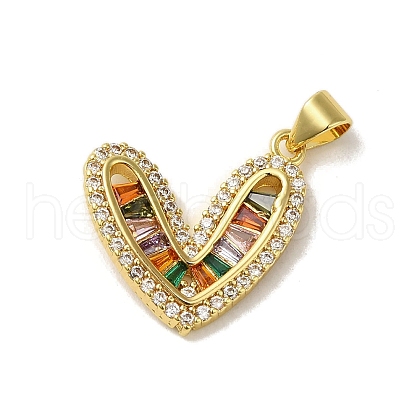 Brass Micro Pave Cubic Zirconia Pendants KK-C058-02G-02-1