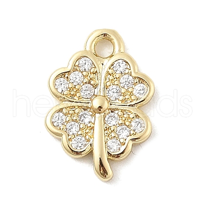 Brass Micro Pave Clear Cubic Zirconia Charms KK-B130-02G-01-1