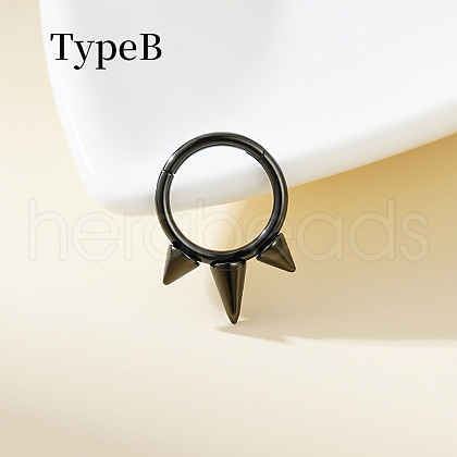 316 Surgical Stainless Steel Spike Hoop Nose Rings WG34C30-40-1