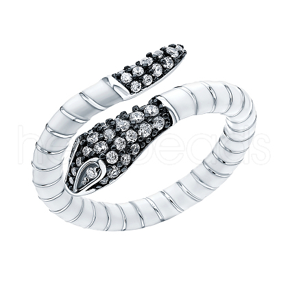 S925 Silver Snake Ring with Zirconia GE9374-2-1