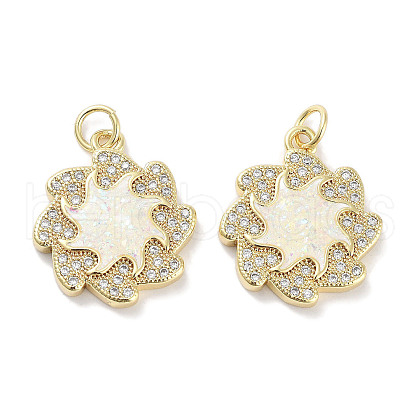 Brass Micro Pave Clear Cubic Zirconia Pendants KK-L213-021G-1
