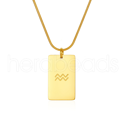 Stylish Stainless Steel 12 Zodiac Rectangle Pendant Necklaces for women GA2858-10-1