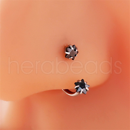Double Star 304 stainless Steel Rhinestones Circular/Horseshoe Barbell Nose Rings FS-WG1E738-04-1
