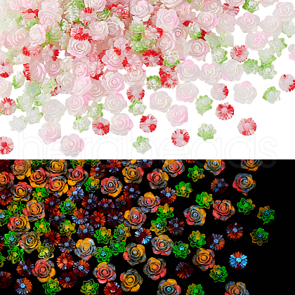   300pcs 3 styles Luminous Transparent Resin Decoden Cabochons RESI-PH0002-21-1