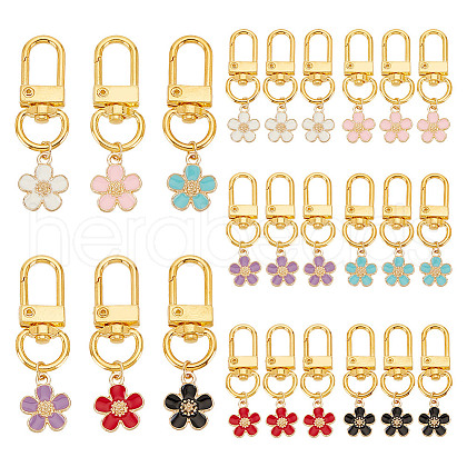 24Pcs 6 Colors Alloy Enamel Pendant Decorations HJEW-GO00007-1