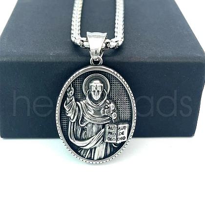Ancient Greek Stainless Steel Religion Embossed Saint Pendant Punk Hip-hop Necklaces HV5728-12-1