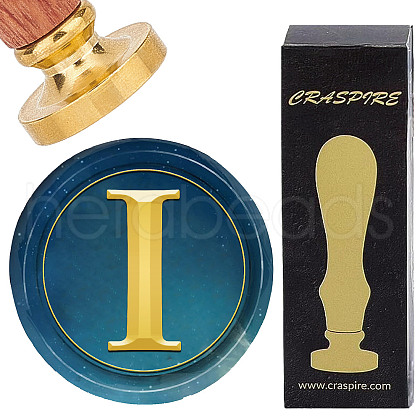 Brass Wax Seal Stamp with Wood Handle AJEW-WH0412-0304-1