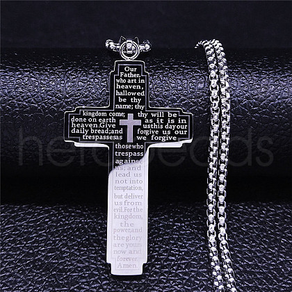 304 Stainless Steel Pendant Necklaces NJEW-H015-08P-1