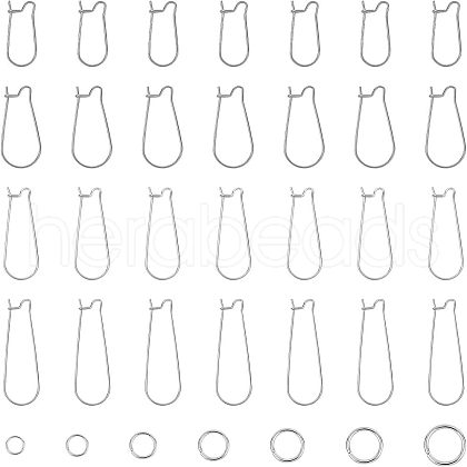 Unicraftale 316 Stainless Steel Hoop Earrings Findings & 304 Stainless Steel Open Jump Rings Findings Kits STAS-UN0010-30-1
