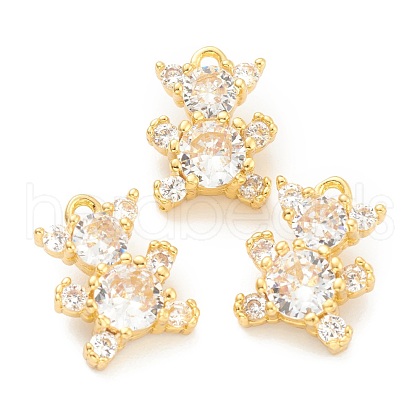 Brass Cubic Zirconia Pendants ZIRC-O041-05G-1