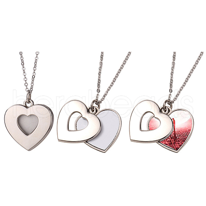 Sublimation Blank Aluminum Pendant Necklace NJEW-E020-01P-02-1