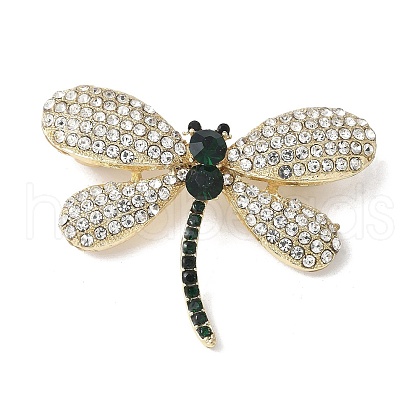 Dragonfly Alloy Rhinestone Brooches for Backpack Clothes JEWB-M067-08G-1