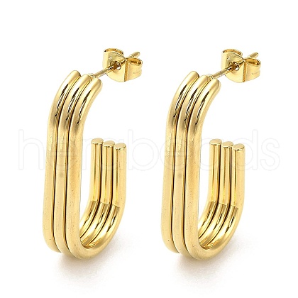 202 Stainless Steel Oval Stud Earrings EJEW-C076-03G-1