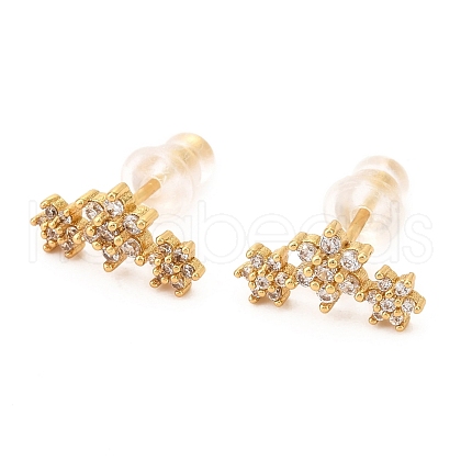 Brass Micro Pave Cubic Zirconia Stud Earrings EJEW-F273-15B-G-1