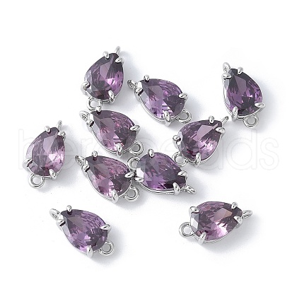 Brass Pave Cubic Zirconia Connector Charms KK-F892-53P-01-1