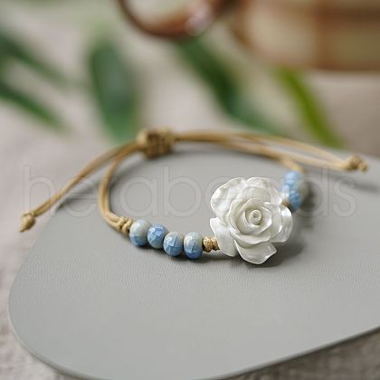 Ceramic Round Beads Braided Beads Bracelets WG31ACA-06-1
