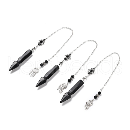Natural Obsidian Pointed Dowsing Pendulums G-I322-01P-04-1