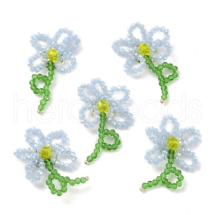 Handmade Glass Beaded Woven Cabochons GLAA-C028-01C-1